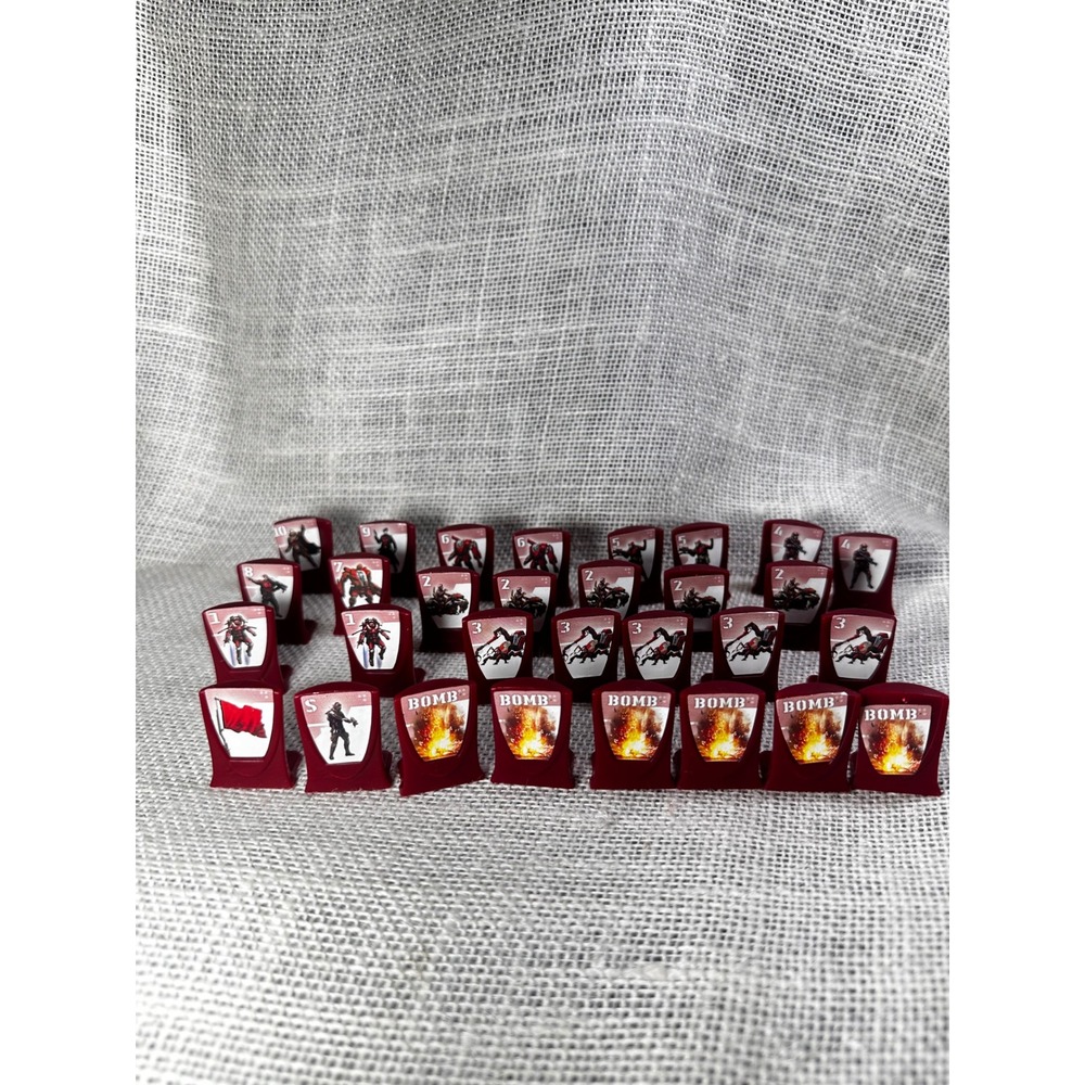 Stratego Sci-Fi Red Army Replacement Pieces Lot Game Parts Bomb Scouts Flag 30 P